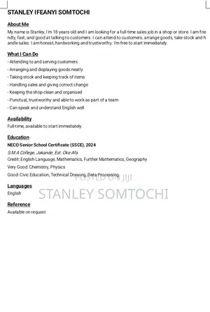 Sales Telemarketing CV
