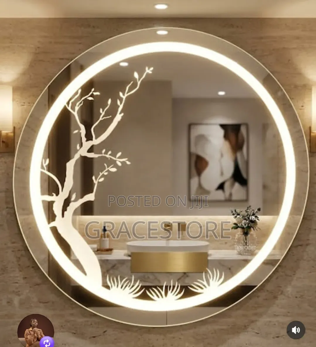 Led Mirror With 3 Lights,Tree Design - 60cm