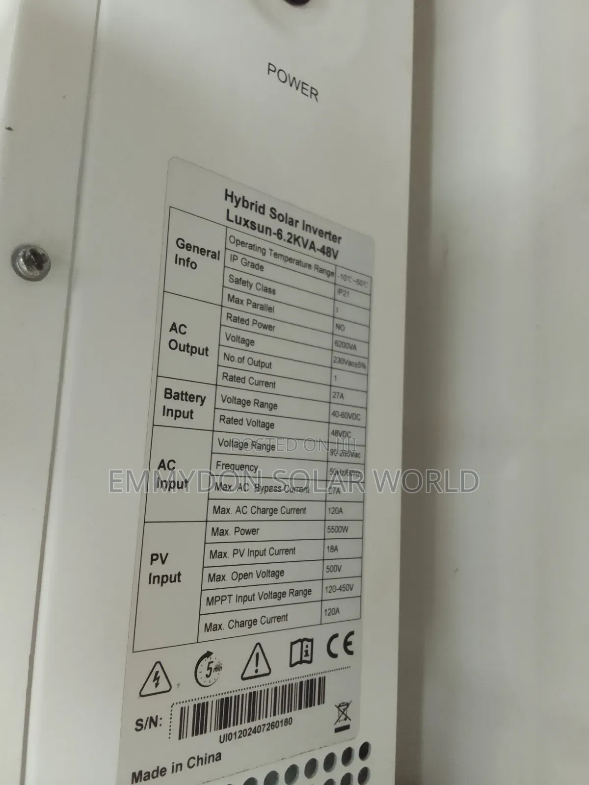 Luxsun Solar Hybrid Inverter 6.2kva 48v