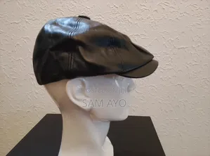 Pu Leather Papas Octagonal Cap - Black