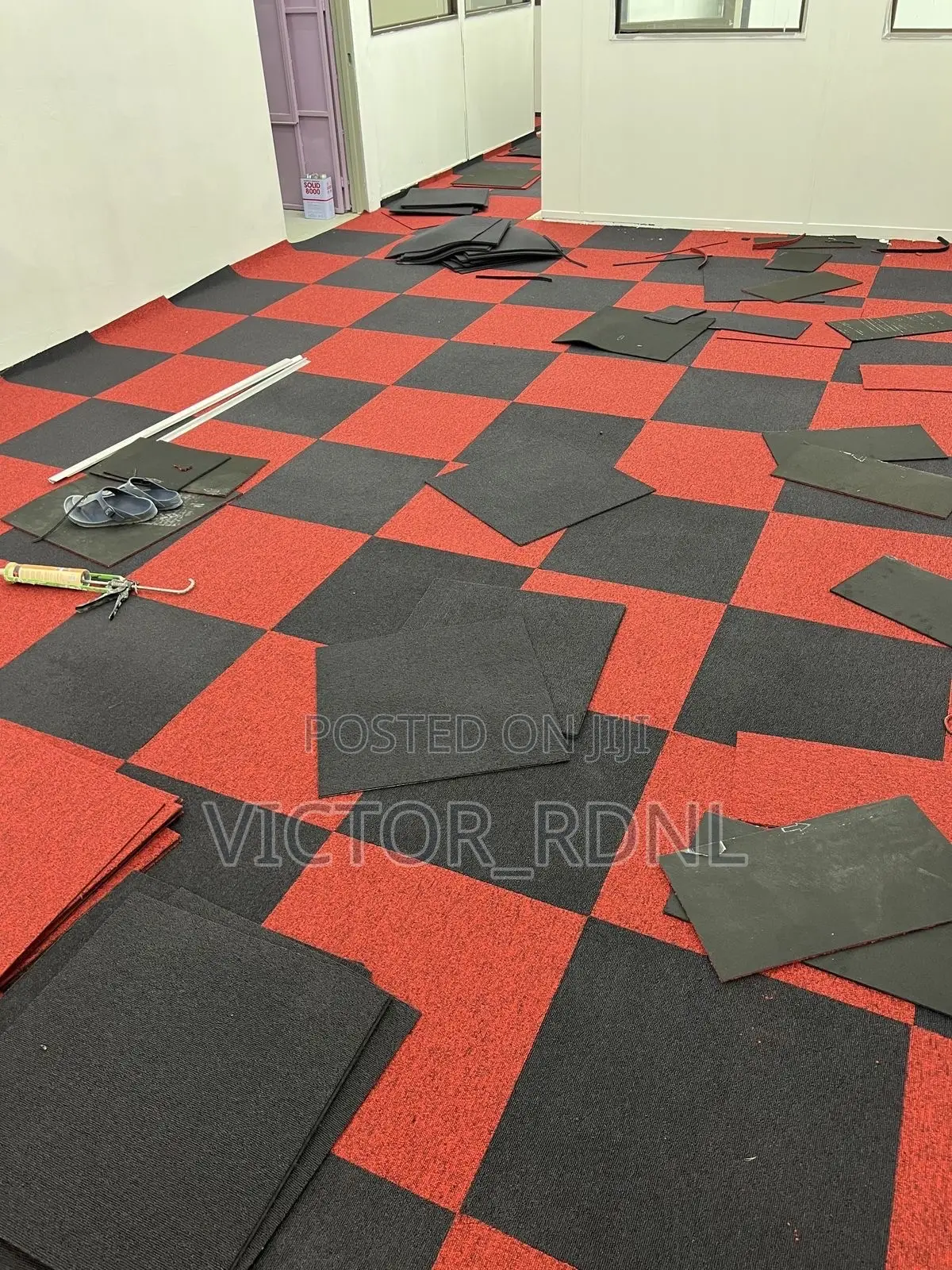 Red Color Rug Carpet Tiles