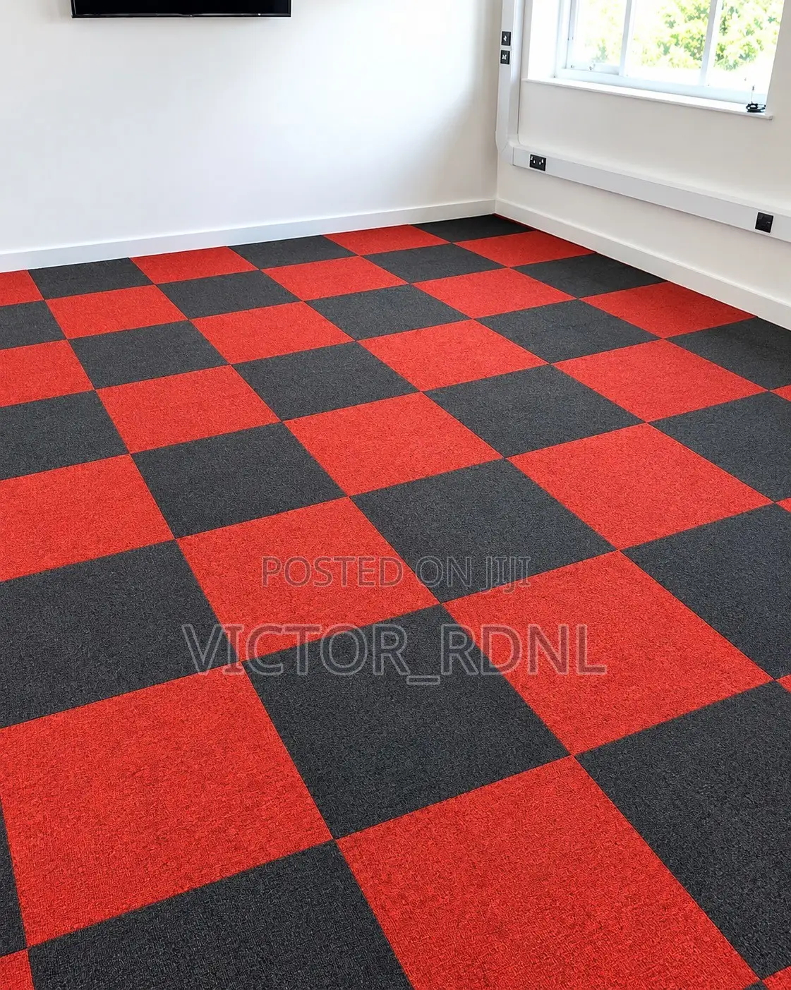 Red Color Rug Carpet Tiles