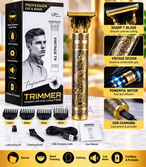 Vintage T9 Rechargeable Hair Clipper Beard Trimmer Gold