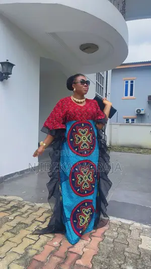 Premium and Elegant Red and Blue Ankara Maxi Dress – RTWbyJide