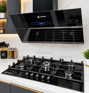 Set of Quality 90cm Kitchen Hood/Extractor and 5-Burner Gas Cooker