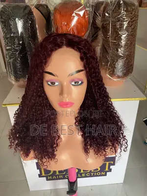 100% Human Hair SDD Pixie Curl, 5*5 Closure 18 Inches Burgundy Color