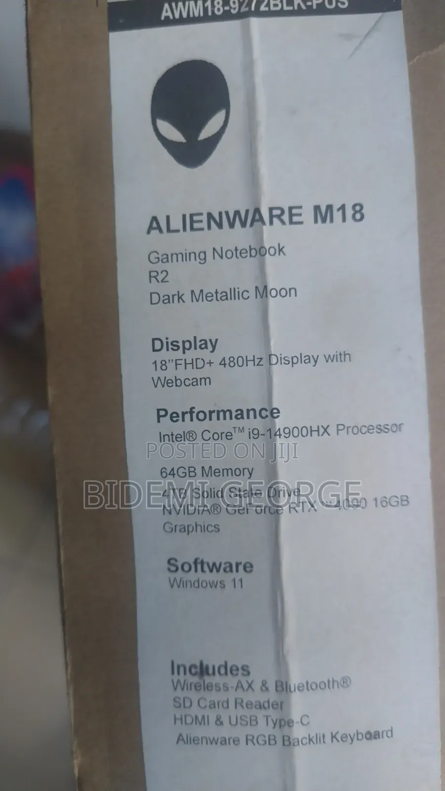 Laptop Alienware M18 R2 64GB Intel Core i9 SSD 4T