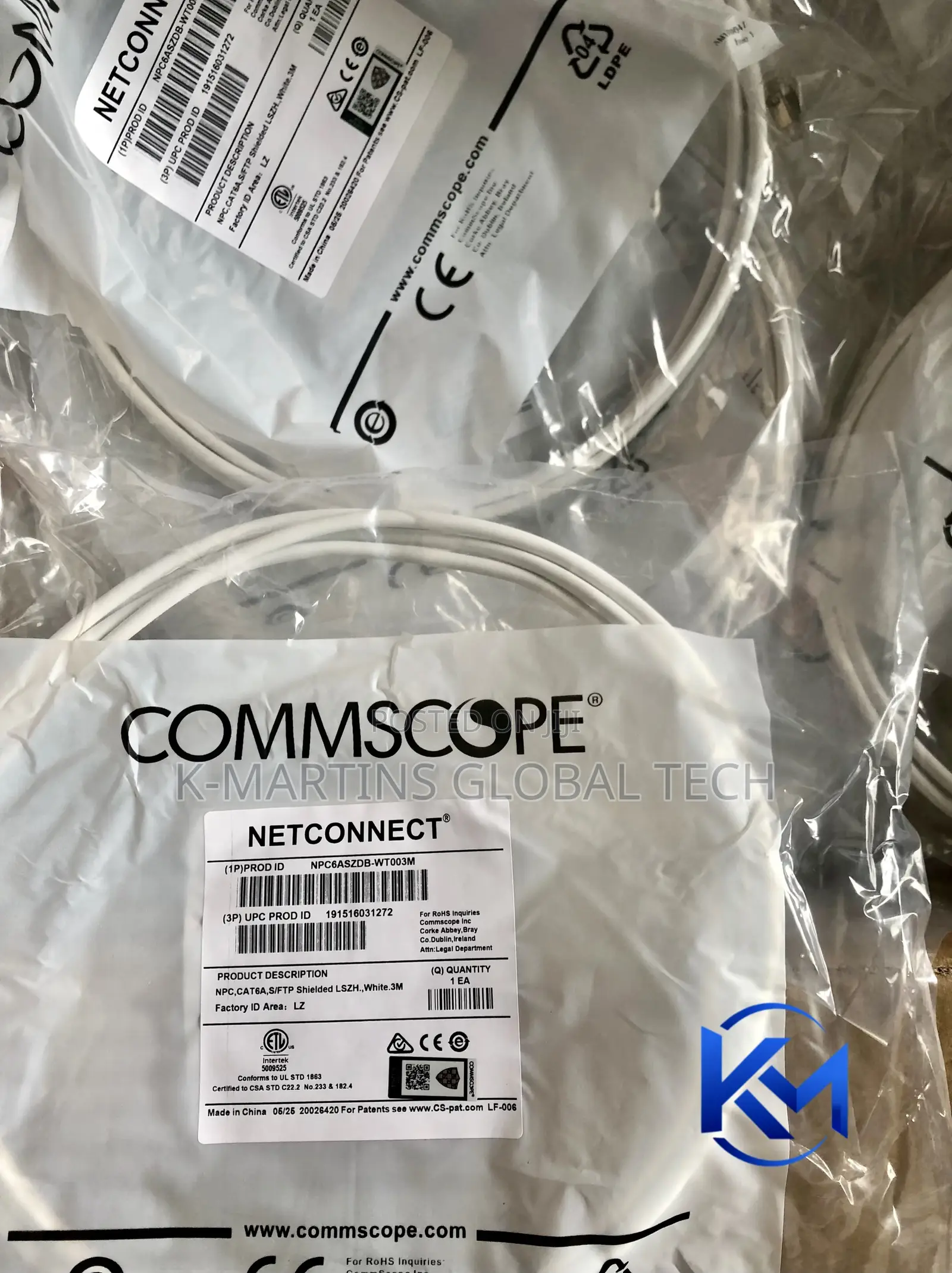 CommScope Cat6A SFTP Patch Cord 1 / 3 / 5 Meter Shielded Network Cable