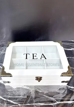 Vintage Wooden Tea Bag Organizer Box - 6 Compartments Tea Bag Box