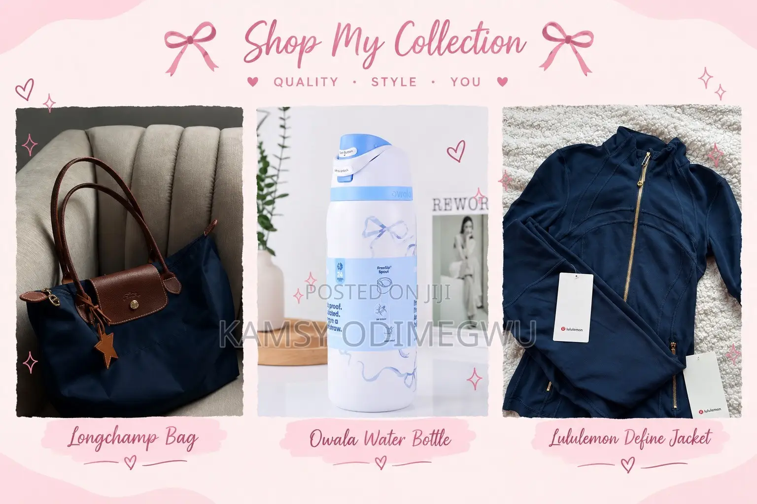 Longchampbag,Owala Bottle and Lululemon Define Jacket