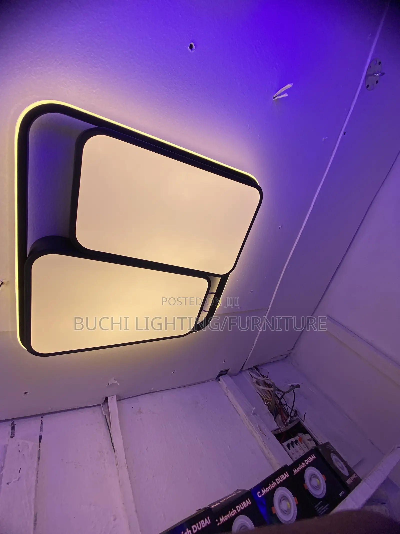 LED by 600mm Square Chandelier, Table Lamp With Extension Box Base