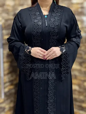Black Dubai Stone Abaya - Luxury Front Zip - Free Size