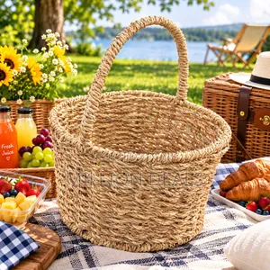 Stylish Woven Rattan Picnic Family Mini Basket