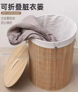 Foldable Bamboo Laundry Basket - Large Capacity Dirty Clothes Hamper