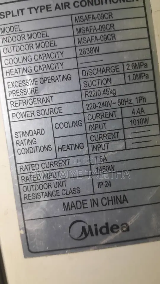 First Grade Uk Used Midea AC 1hp