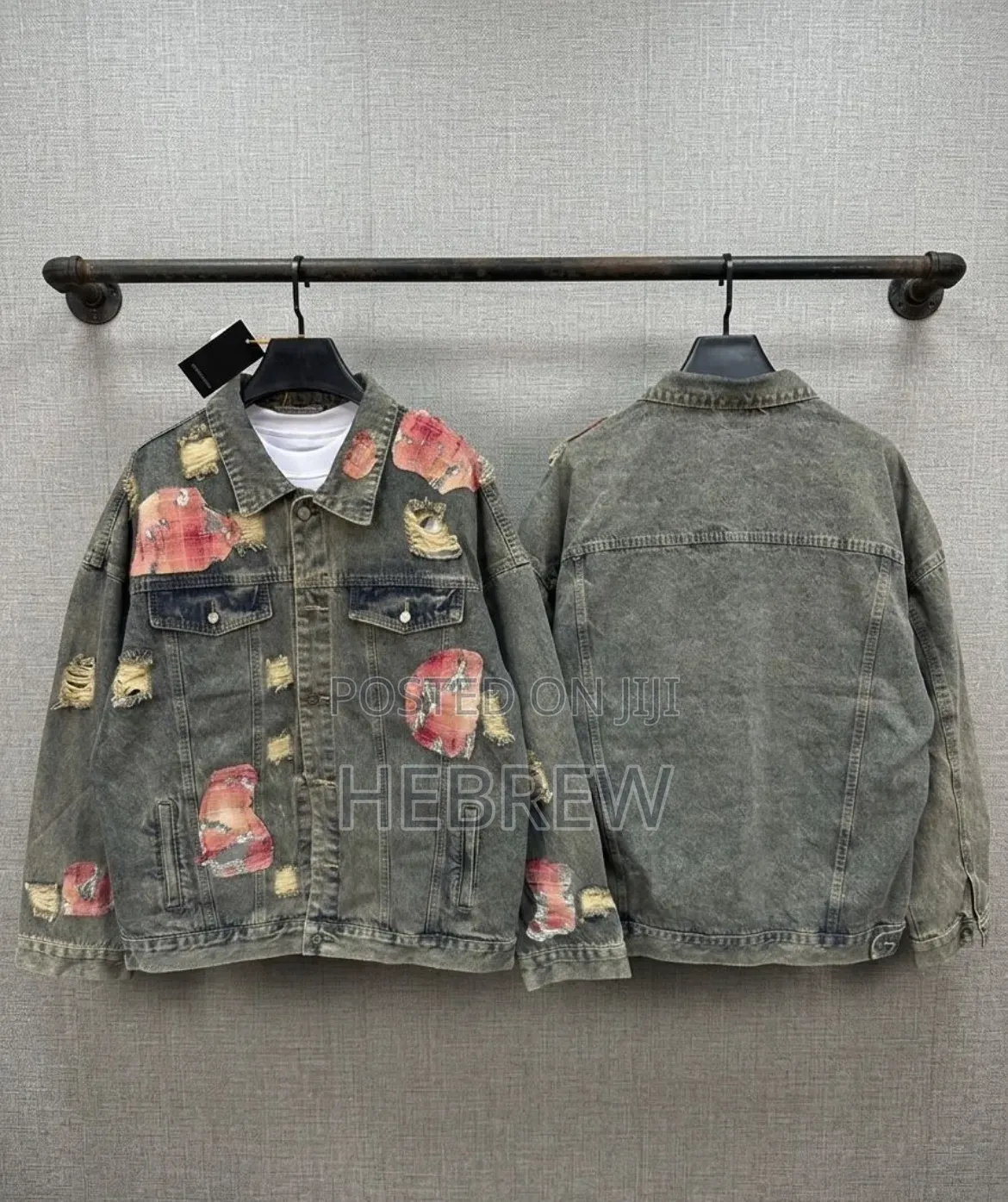 Distressed Denim Jacket Varsity Jacket