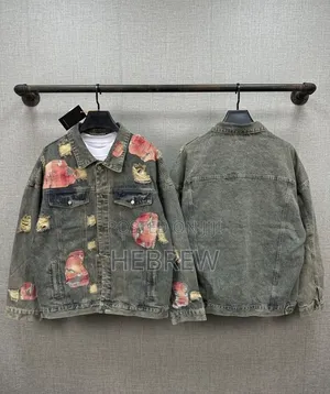 Distressed Denim Jacket Varsity Jacket