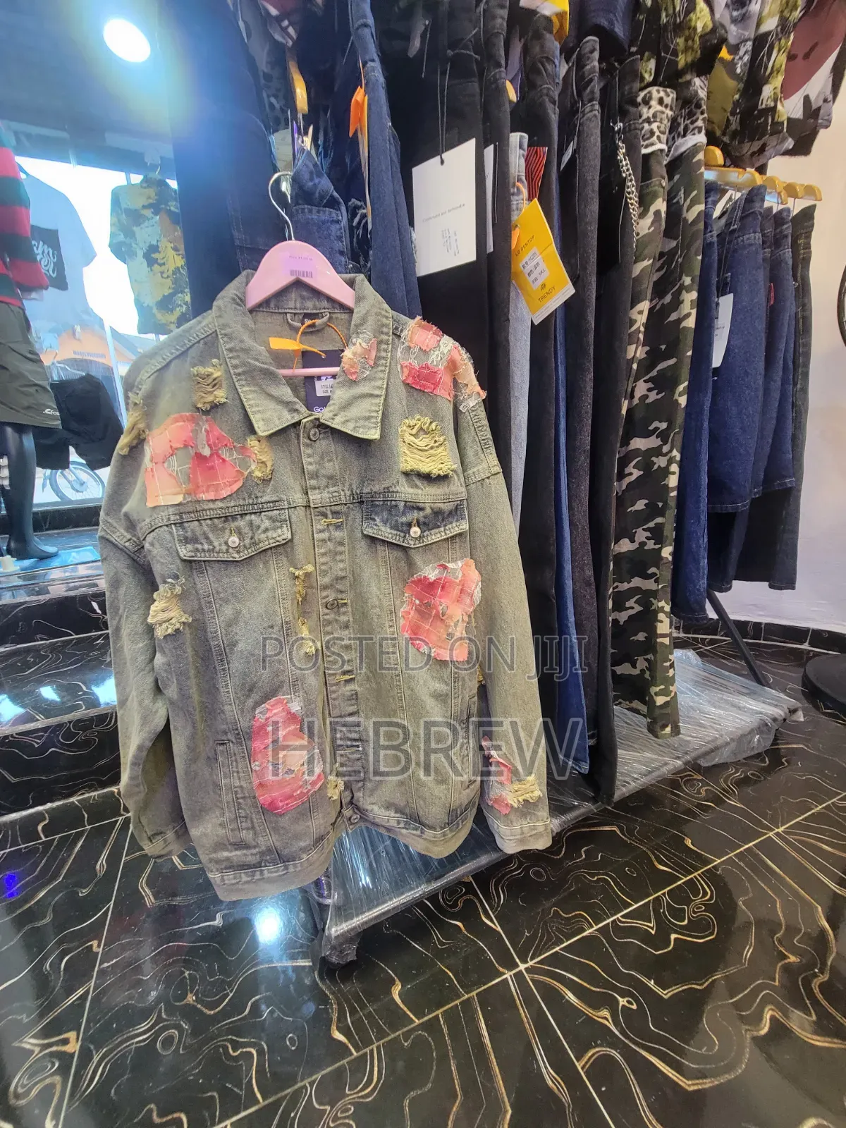 Distressed Denim Jacket Varsity Jacket