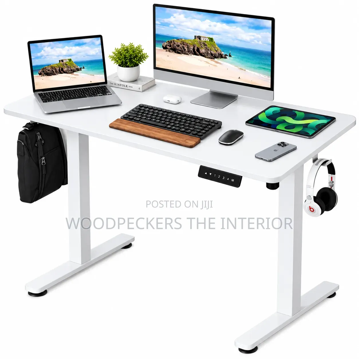 Modern Adjustable Electric Table - White