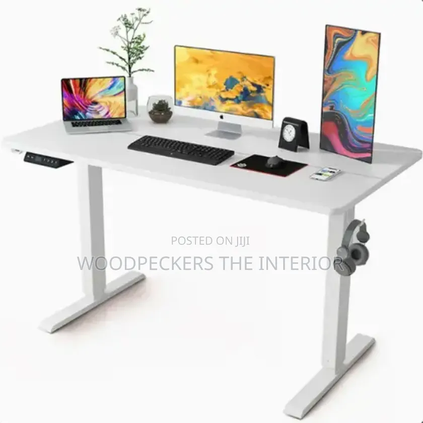 Modern Adjustable Electric Table - White