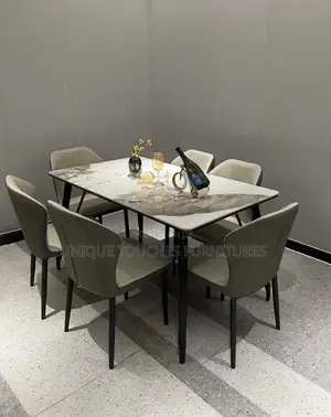 Dark Gray 6 Seater Foreign Dinning Table Set