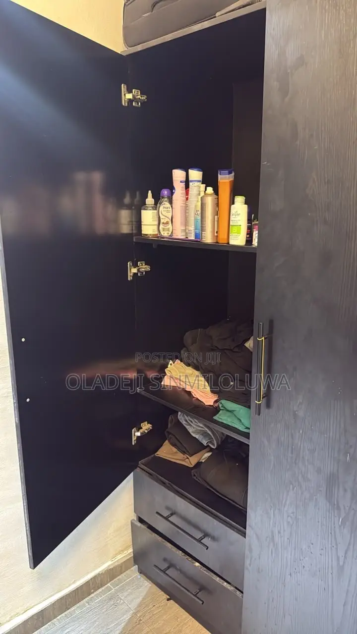 A Black Polished Wardrobe Without Damage or Peels
