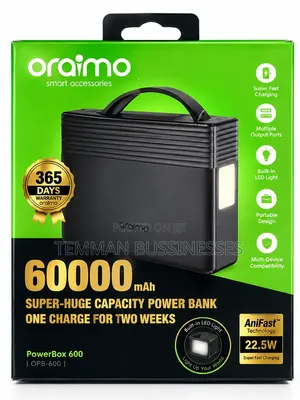 Oraimo PowerBox 600 60,000mAh 22.5W Fast-Charging Power Bank