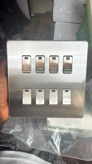 8-Gang Stainless Steel Multipurpose Kitchen/Appliance Switch Panel