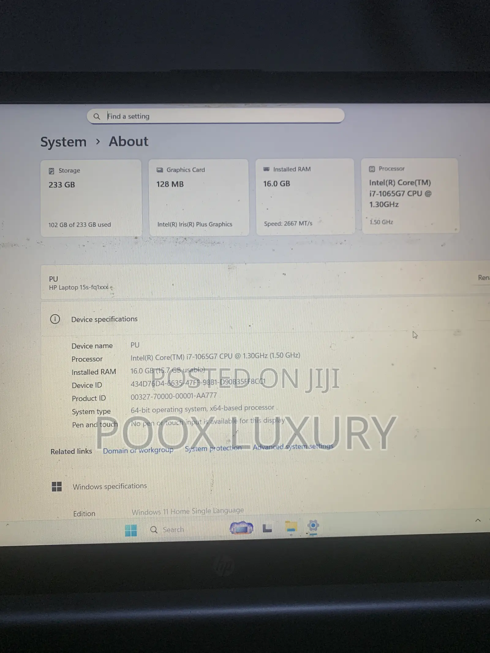 Laptop HP 15s 16GB Intel Core i7 SSD 256GB
