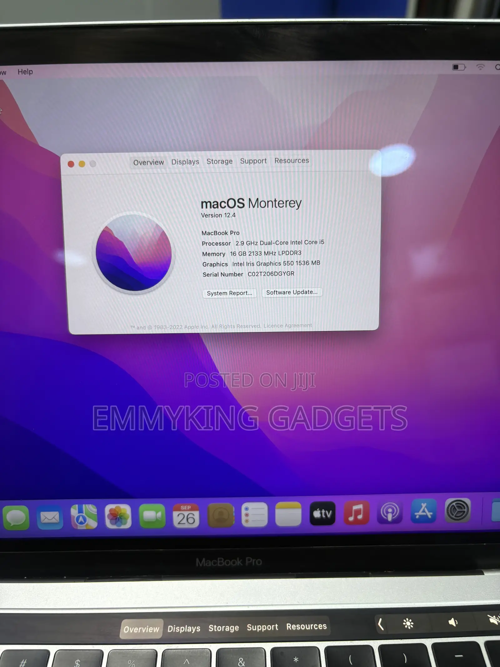 Laptop Apple MacBook Pro 2016 16GB Intel Core i5 SSD 256GB