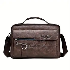 Men's Horizontal PU Leather Retro Large Capacity Casual Bag