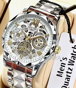 Luxury Men Stylish Wrist Watch - Silver and Gold