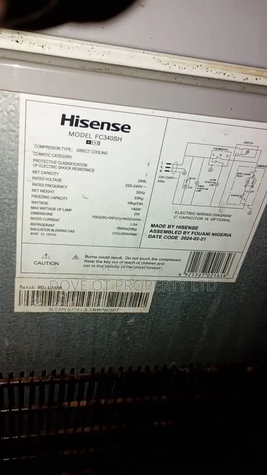 250L Hisense Freezer