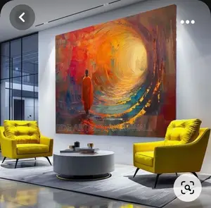 Rough Canvas of a Man Walking on Tunnel Wall Frame