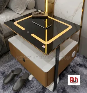 Modern Smart Side Table With Wireless Charging Ambient LED Lighting