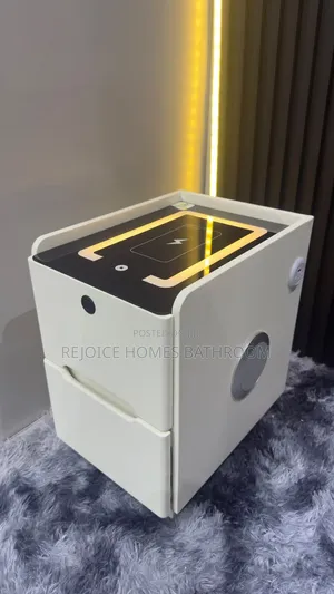 Smart Bedside Nightstand With Wireless Charger,Bluetooth Speaker LED