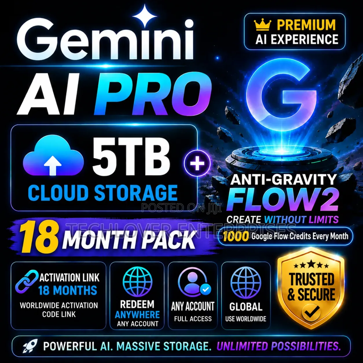 Google Gemini AI Pro + Anti‐Gravity Flow + 5TB Storage + 18 Months