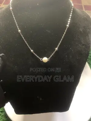Pearl Bead Pendant Necklace - Silver Color - For Women