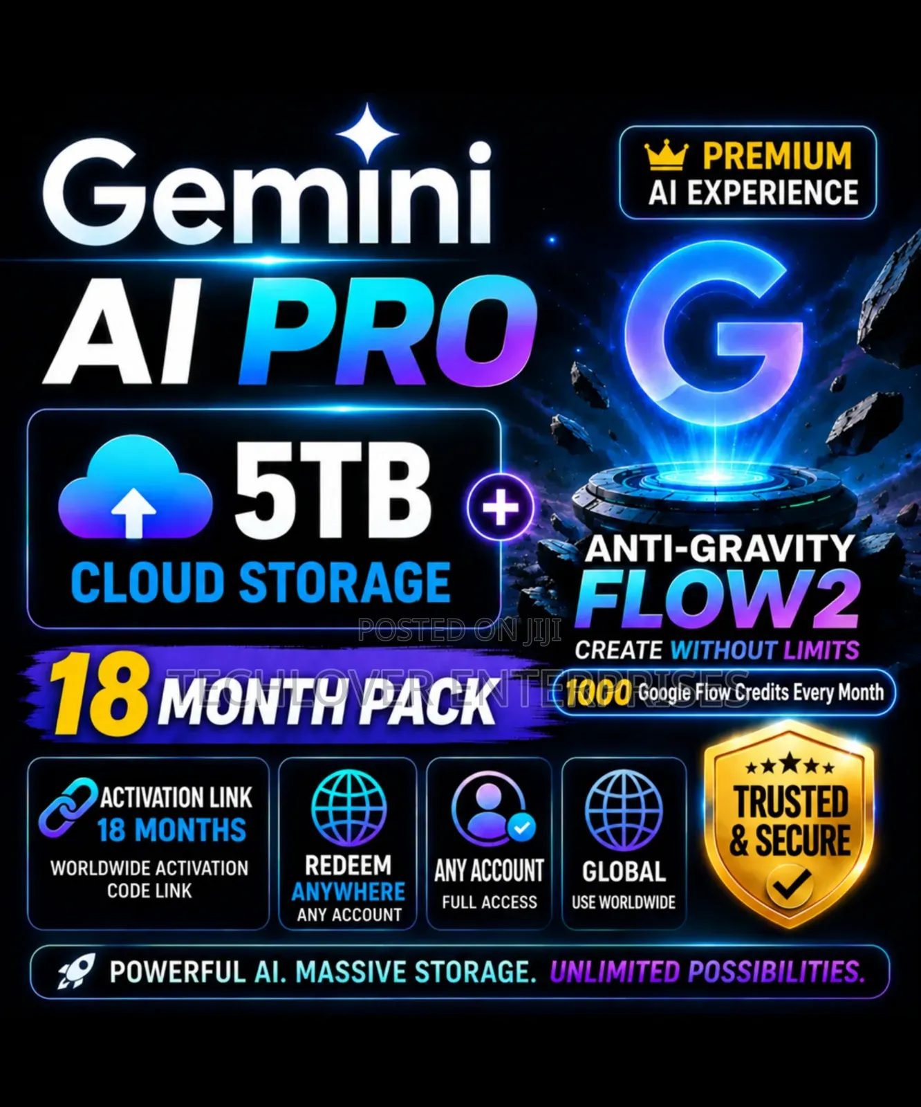 Google Gemini AI Pro + 5TB Storage + Anti‐Gravity Flow – 18 Months