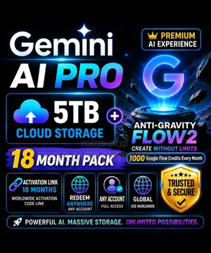 Google Gemini AI Pro + 5TB Storage + Anti‐Gravity Flow – 18 Months