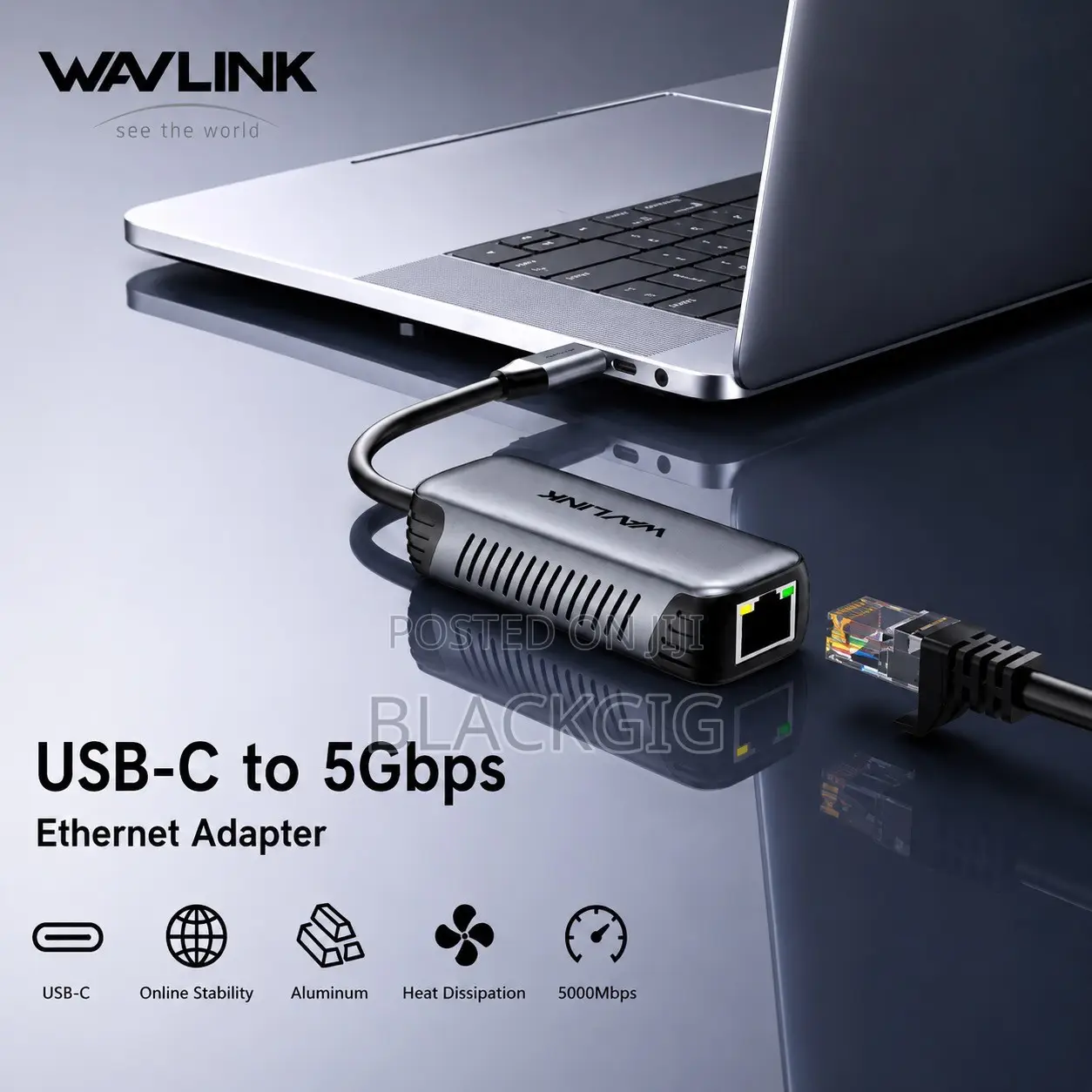 Type C Ethernet Adapter to RJ45 Lan 5000Mbps USB TypeC 5Gbps Internet