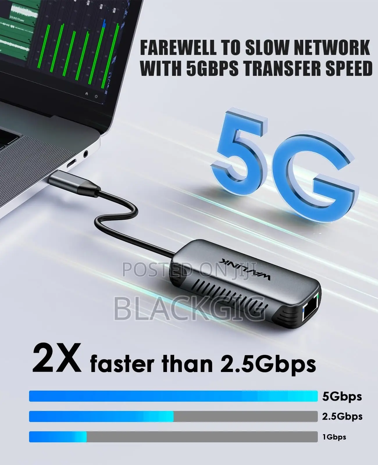 Type C Ethernet Adapter to RJ45 Lan 5000Mbps USB TypeC 5Gbps Internet