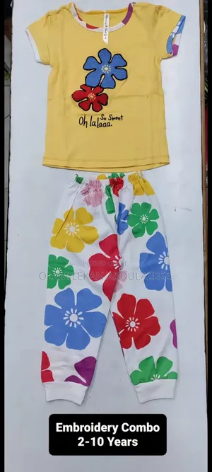 Premium Kids Embroidery– Vibrant Yellow Floral Outfit 2Pcs Set