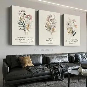 3 Pics Christian Flower Wall Art