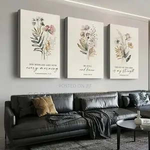 3 Pics Christian Flower Wall Art