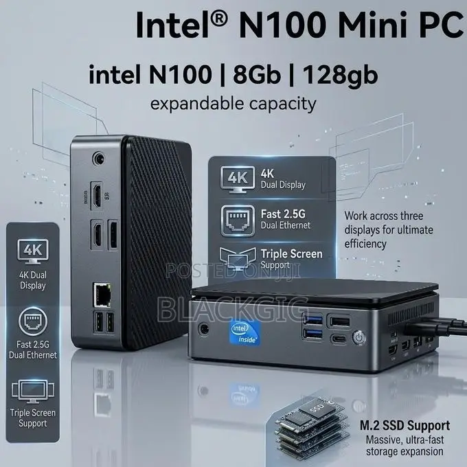 12th Gen Intel N100 Mini PC CPU Dual Screen MiniPC Host 8gb/128gb