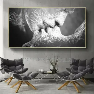 Black, White, Love Kiss Art