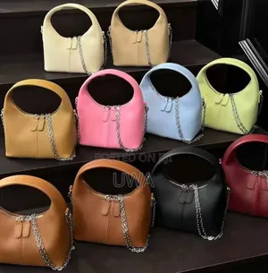 Women's Mini Leather Hobo Handbag With Silver Chain Detail