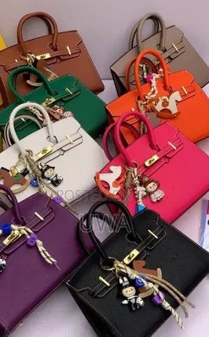 Hermes Top-Handle Birkin-Style Handbag With Bag Charms