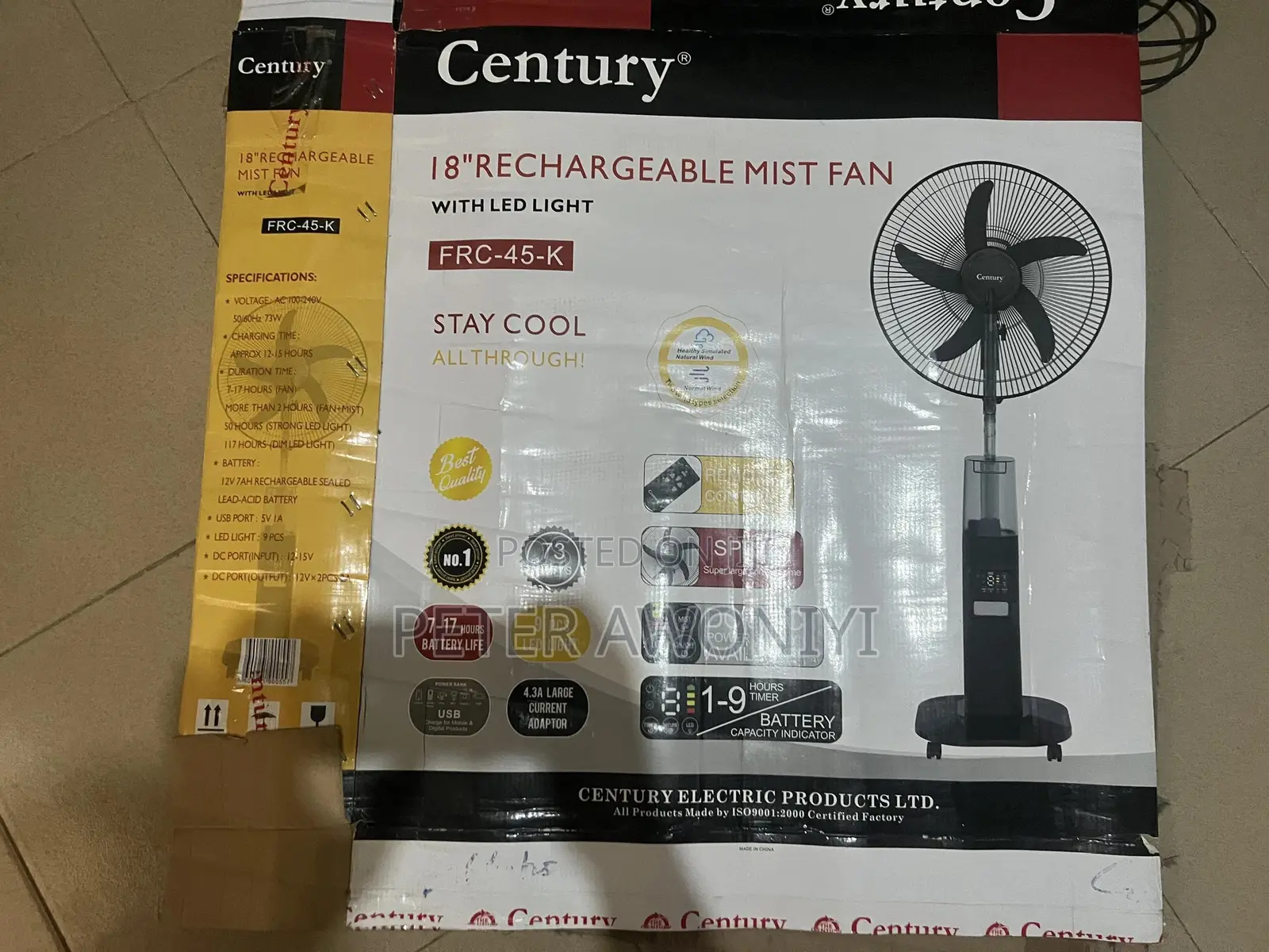 18inches Century Rechargeable Fan With Solar Panel